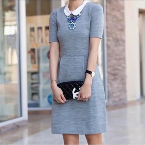 J. Crew Dresses & Skirts - J. Crew size 2 Grey Ivory Peter Pan Collar Wool Blend Dress